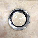 Glass Flat Back Faceted Top Recess Dome in Back Round 25MM CRYSTAL