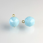 Glass Fire Polished Bead with 1 Brass Loop - Round 12MM LT BLUE TURQ/Brass