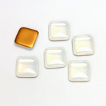 Glass Low Dome Foiled Cabochon - Square Antique 10x10MM WHITE OPAL