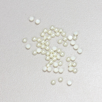 Glass Medium Dome Cabochon Pearl Spray Finish - Round 02.5MM WHITE