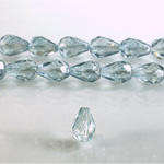 Czech Glass Fire Polish Bead - Pear 10x7MM LUMI COATED BLUE