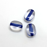 Plastic Bead - Color Lined Smooth Flat Keg 13x10MM CRYSTAL BLUE LINE