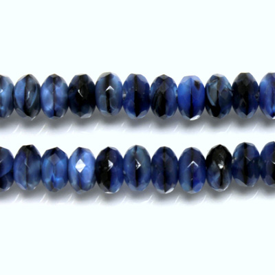 Czech Glass Fire Polish Bead - Rondelle Donut 07x4MM TIGEREYE BLUE