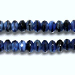 Czech Glass Fire Polish Bead - Rondelle Donut 07x4MM TIGEREYE BLUE