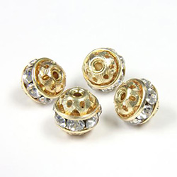 Metal Fancy Rhinestone Ball 9MM CRYSTAL-GOLD