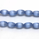 Fiber Optic Synthetic Cat's Eye Bead -  Oval Rice 09x6MM CAT'S EYE LT BLUE