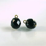 Glass Fire Polish Bead with 1 Brass Loop - Round 12MM JET