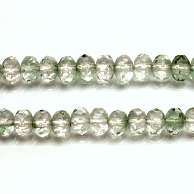 Czech Glass Fire Polish Bead - Rondelle Donut 05x3MM 1/2 Coated CRYSTAL/MINT