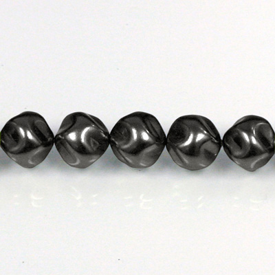 Czech Glass Pearl Bead - Baroque Round 06MM BLACK 70449