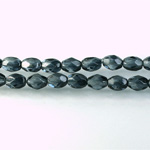 Czech Glass Fire Polish Bead - Oval 07x5MM Coated GREY-CRYSTAL 69011