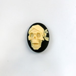 Plastic Cameo - Skull, Laughing Pirate Oval 18x13MM IVORY ON BLACK