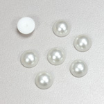 Plastic Medium Dome Pearl Cabochon - Round 10MM WHITE