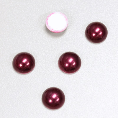 Glass Medium Dome Cabochon Pearl Spray Finish - Round 10MM GARNET