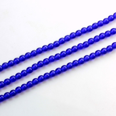 Czech Pressed Glass Bead - Smooth Round 03MM COBALT