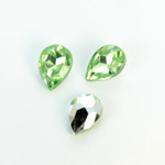 Plastic Point Back Foiled Stone - Pear 14x10MM PERIDOT