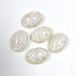 Glass Medium Dome Lampwork Cabochon - Oval 14x10MM SILVER FOIL OPAL WHITE