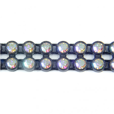 Plastic Rhinestone Banding 2 Row PP26 (SS13) CRYSTAL AB-BLACK
