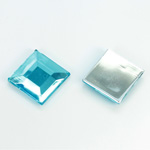 Plastic Flat Back Foiled Rose Cut Rhinestone - Square 15x15MM AQUA