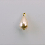 Glass Bead with 1 Brass Loop Pearl Pear Shape 12x7MM CREME