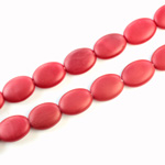 Czech Pressed Glass Bead - Flat Oval 12x9MM MATTE RED