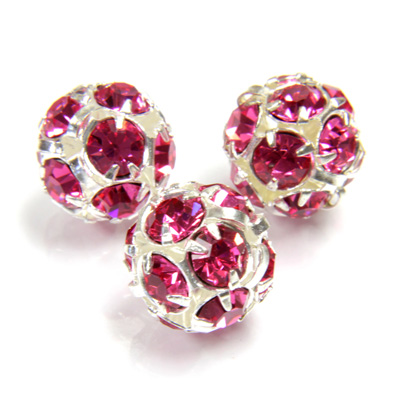 Czech Crystal Rhinestone Ball - 12MM ROSE-SILVER