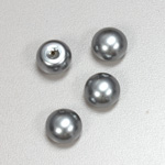 Glass High Dome Cabochon Pearl Dipped - Round 12MM LT GREY