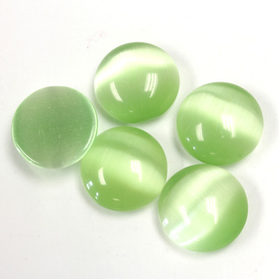 Fiber-Optic Cabochon - Round 13MM CAT'S EYE LT GREEN