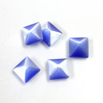 Fiber-Optic Cabochon - Pyramid Top 08x8MM CAT'S EYE LT BLUE