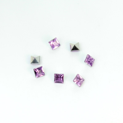 Plastic Point Back Foiled Stone - Square 04x4MM LT AMETHYST