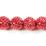 Acrylic Rhinestone Bead with 2MM Hole Resin Base - 20MM RUBY
