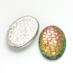 Glass Medium Dome Snakeskin Mosaic Cabochon - Oval 25x18MM HELIO RED