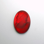 German Glass Cameo Woman Oval 25x18MM MATTE GARNET Foiled