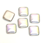 Glass Low Dome Foiled Cabochon - Square Antique 10x10MM CRYSTAL AB