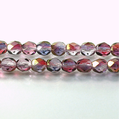 Czech Glass Fire Polish Bead - Round 06MM ROSE-LILAC 91011