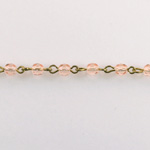 Linked Bead Chain Rosary Style with Glass Fire Polish Bead - Round 4MM ROSALINE-Brass