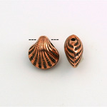 Metalized Plastic Engraved Bead - Shell 13x12MM ANT COPPER