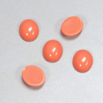 Plastic Flat Back Opaque Cabochon - Oval 12x10MM CORAL