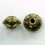 Metalized Plastic Engraved Bead - Saucer 16x10MM ANT GOLD