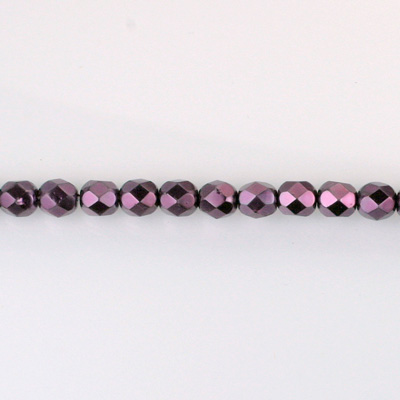 Czech Glass Pearl Faceted Fire Polish Bead - Round 03MM AMETHYST 70979