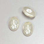 Glass Cabochon Baroque Top Pearl Dipped - Oval 18x13MM WHITE