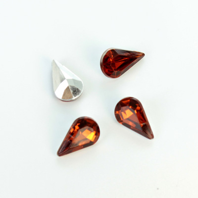 Plastic Point Back Foiled Stone - Pear 13x8MM SMOKE TOPAZ