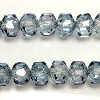 Czech Glass Fire Polished Bead - Rondelle Disc 8x6MM LUMI BLUE