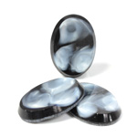 Glass Flat Top Lampwork Cabochon - Oval 25x18MM BLACK AGATE (03286)