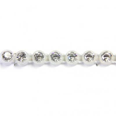 Plastic Rhinestone Banding 1 Row SS19 CRYSTAL-ALABASTER