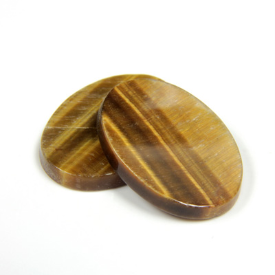 Gemstone Flat Back Single Bevel Buff Top Stone - Oval 25x18MM TIGEREYE