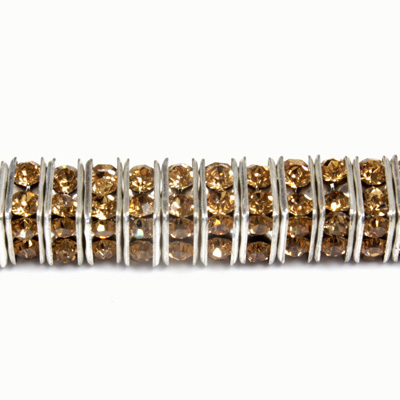 Czech Rhinestone Rondelle - Square 06MM LT COLORADO TOPAZ-SILVER