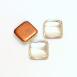 Glass Low Dome Foiled Cabochon - Square Antique 12x12MM CRYSTAL