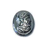 German Glass Cameo Warrior Head Oval 12x10MM HEMATITE