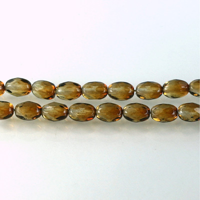 Czech Glass Fire Polish Bead - Oval 07x5MM Coated BROWN-CRYSTAL 69012