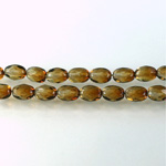 Czech Glass Fire Polish Bead - Oval 07x5MM Coated BROWN-CRYSTAL 69012